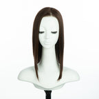 13-inch auburn brown straight long bob wig, front view on a mannequin