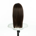 13-inch auburn brown straight long bob wig, back view showing the straight ends