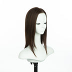 13-inch auburn brown straight long bob wig, three-quarter view facing right