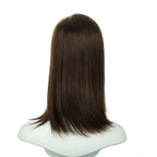 13-inch auburn brown straight long bob wig, rear three-quarter view
