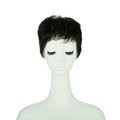 3.5-inch black pixie wig, front view showing the short fringe