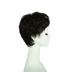 3.5-inch black pixie wig, profile facing right