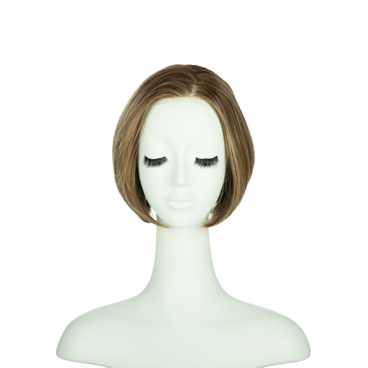 8-inch beige blonde classic bob wig, front view on a mannequin