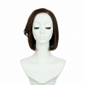 8-inch blunt straight bob synthetic wig in auburn brown, front view