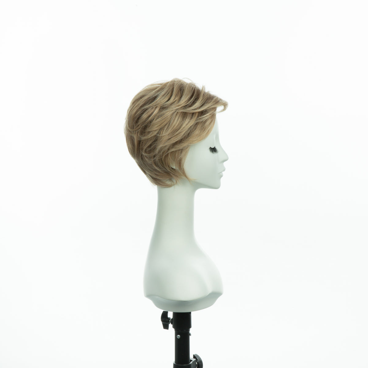4-inch pastel blonde pixie wig, profile facing right