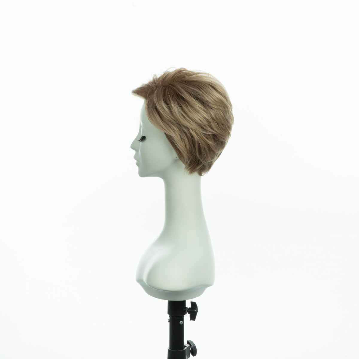 4-inch pastel blonde pixie wig, profile facing left