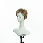 4-inch pastel blonde pixie wig, three-quarter view facing left