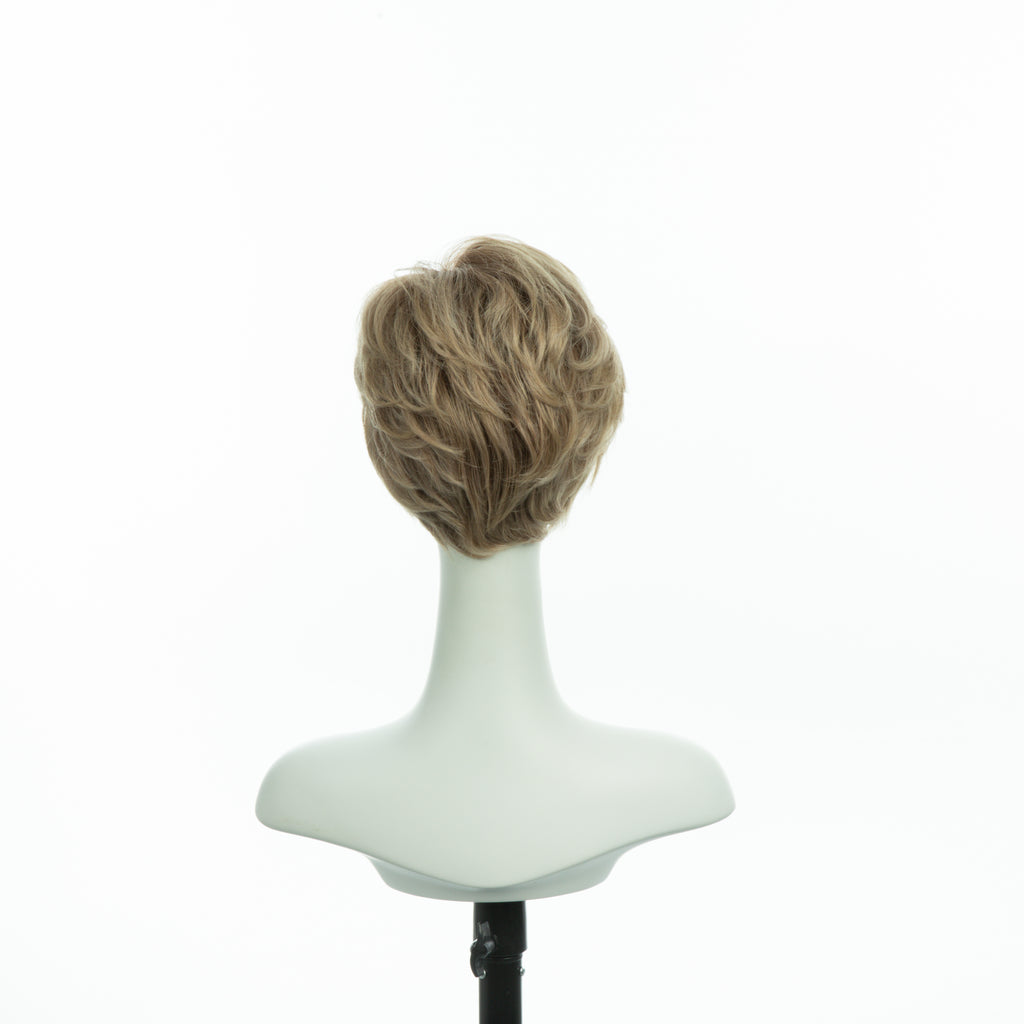 4-inch pastel blonde pixie wig, back view showing the short layers