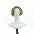 7-inch pearl blonde curly bob wig, front view on a mannequin