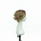 7-inch pearl blonde curly bob wig, profile facing right