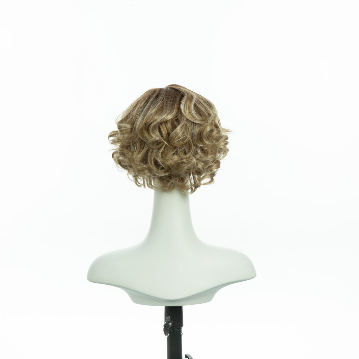 7-inch pearl blonde curly bob wig, back view showing the curls