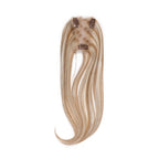 14-inch beige blonde highlights straight hair topper, additional underside view with a base detail inset