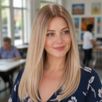 14-inch rooted pastel blonde straight hair topper worn in a cafe