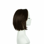 Right profile of auburn brown 8-inch blunt bob synthetic wig